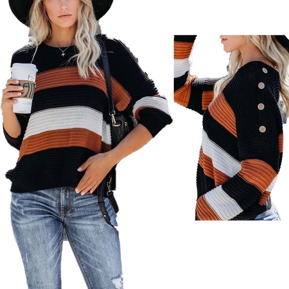 Gracey’s Sweaters - GRACEY’S // Color Block Oversized Pullover Sweater